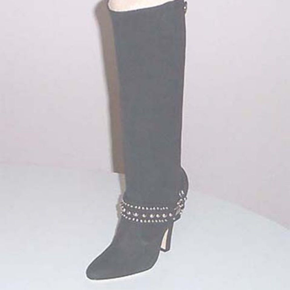 NEW MANOLO BLAHNIK silver studs/chain boot 36.5